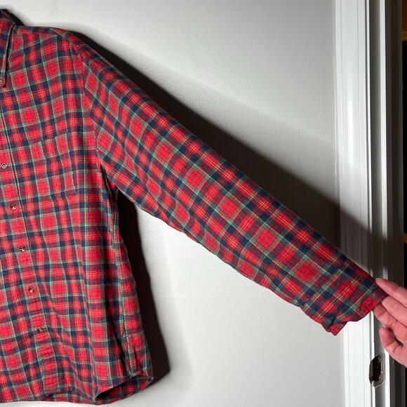 J.Crew Brushed Twill Classic Fit Button Down Shirt Holiday Plaid Men L Cabincore - Picture 5 of 12
